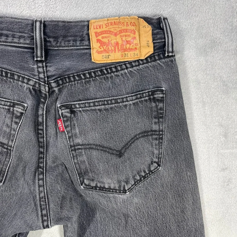 Levi's 501 Original Fit Jeans Mens 31(27)x34(30.5) Black Faded Straight Leg